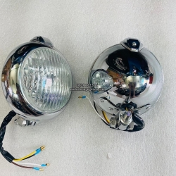 ĐÈN PHA 13CM ĐỘ BOBBER-CHOPPER MẪU 03-VỎ KIM LOẠI,CHÓA THỦY TINH,BÓNG H4