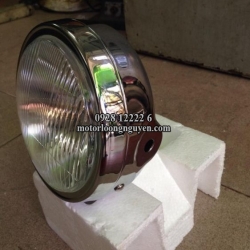 ĐÈN PHA 17,5CM HONDA CUSTOM CM125-LA250 BÓNG H4 VỎ KIM LOẠI