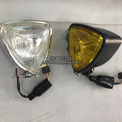 ĐÈN PHA TAM GIÁC ĐỘ BOBBER-VỎ SẮT-KÍNH THỦY TINH-BÓNG H4-MẪU 08